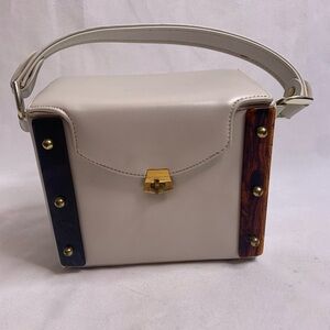 Kadin top handle purse vintage box bag gold turn lock closure handbag tortoise